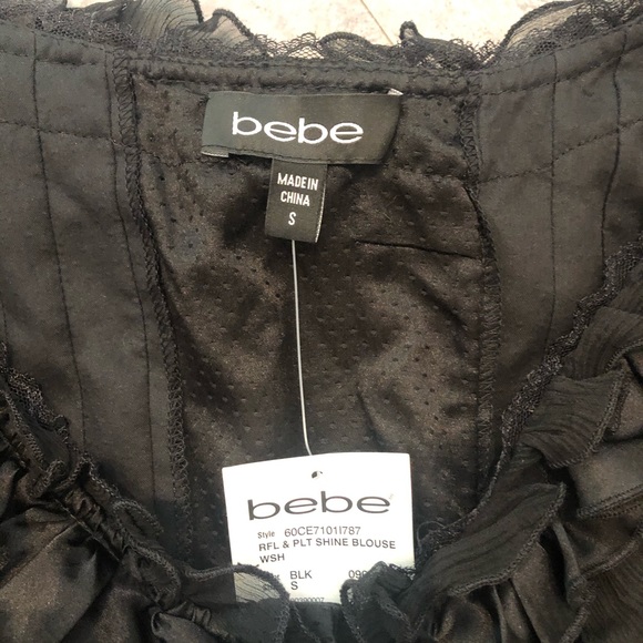 bebe Black Ruffle Top - Picture 7 of 7